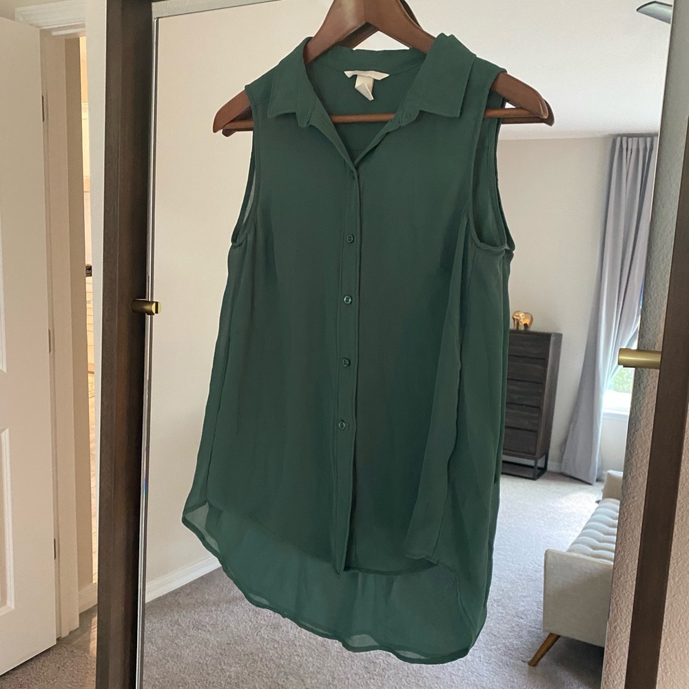 H&M Sheer Button Up Sleeveless Top